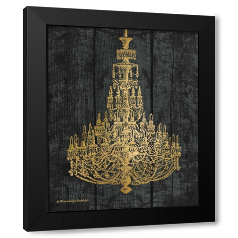 Gold Chandelier I Black Modern Wood Framed Art Print with Double Matting by Babbitt, Gwendolyn