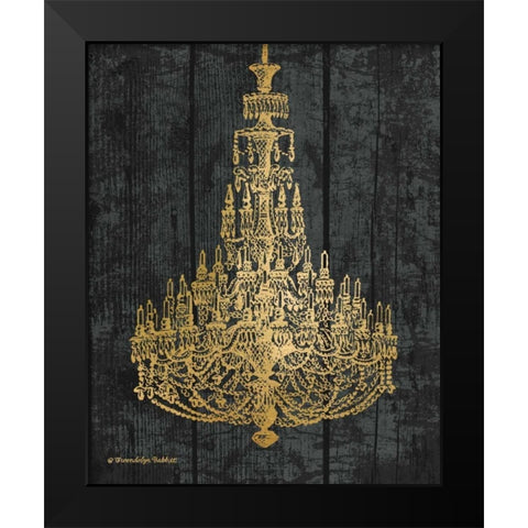 Gold Chandelier I Black Modern Wood Framed Art Print by Babbitt, Gwendolyn