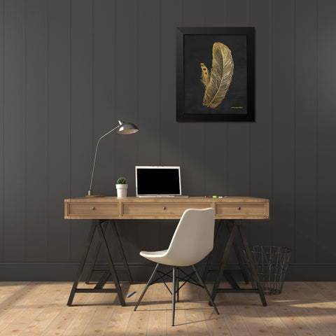 Feather on Black I Black Modern Wood Framed Art Print by Babbitt, Gwendolyn