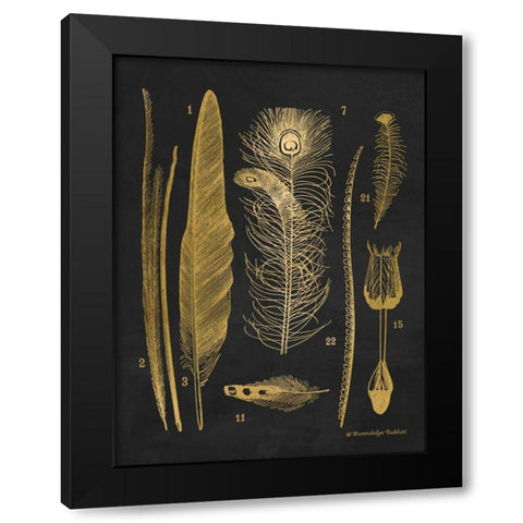 Gold Feathers I Black Modern Wood Framed Art Print with Double Matting by Babbitt, Gwendolyn