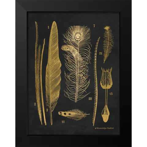 Gold Feathers I Black Modern Wood Framed Art Print by Babbitt, Gwendolyn