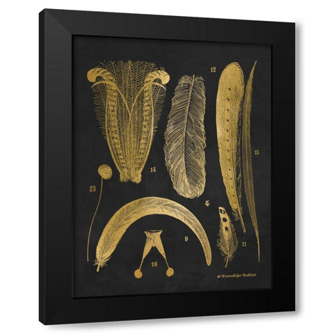 Gold Feathers II Black Modern Wood Framed Art Print with Double Matting by Babbitt, Gwendolyn