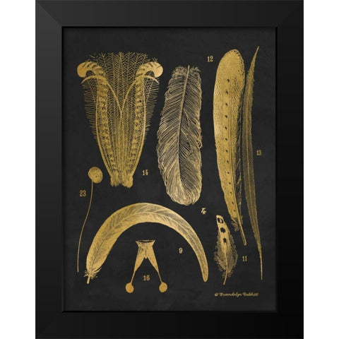Gold Feathers II Black Modern Wood Framed Art Print by Babbitt, Gwendolyn