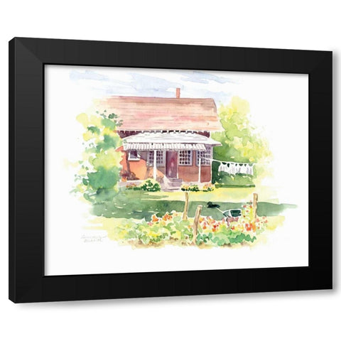 Ridgefield Cottage Black Modern Wood Framed Art Print with Double Matting by Babbitt, Gwendolyn