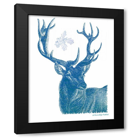 Indigo Deer I Black Modern Wood Framed Art Print with Double Matting by Babbitt, Gwendolyn