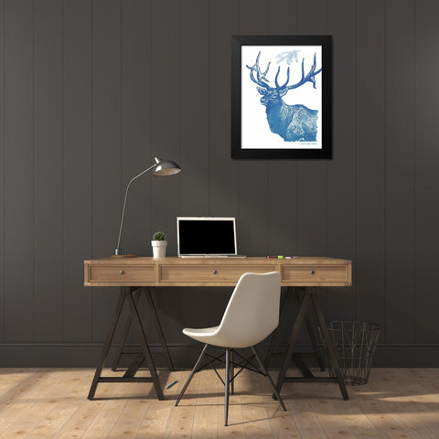 Indigo Deer II Black Modern Wood Framed Art Print by Babbitt, Gwendolyn