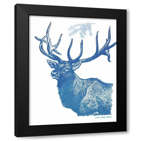 Indigo Deer II Black Modern Wood Framed Art Print with Double Matting by Babbitt, Gwendolyn