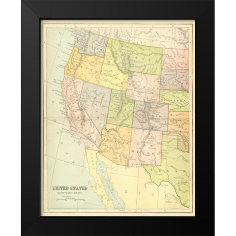 US Map West Black Modern Wood Framed Art Print by Babbitt, Gwendolyn