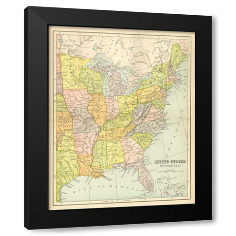US Map East Black Modern Wood Framed Art Print with Double Matting by Babbitt, Gwendolyn