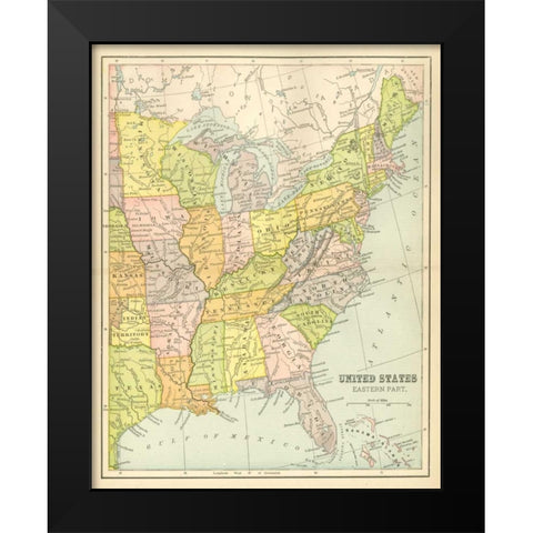 US Map East Black Modern Wood Framed Art Print by Babbitt, Gwendolyn