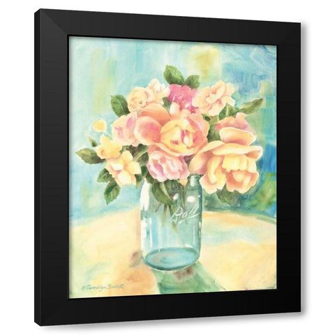 Roses In Jar Black Modern Wood Framed Art Print by Babbitt, Gwendolyn