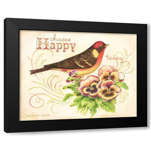 Bird Happy Black Modern Wood Framed Art Print with Double Matting by Babbitt, Gwendolyn