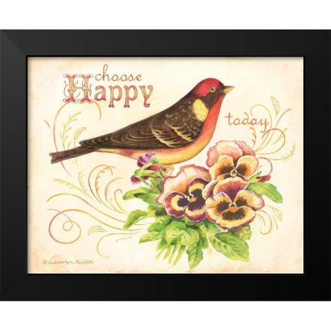 Bird Happy Black Modern Wood Framed Art Print by Babbitt, Gwendolyn