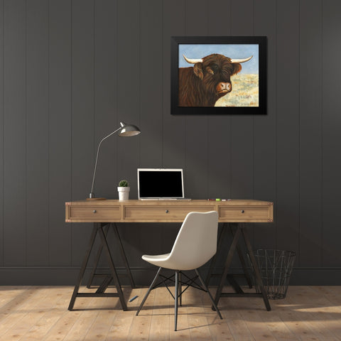 Highland Cow Black Modern Wood Framed Art Print by Babbitt, Gwendolyn