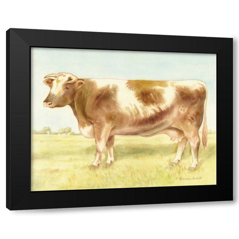 Cow Black Modern Wood Framed Art Print with Double Matting by Babbitt, Gwendolyn