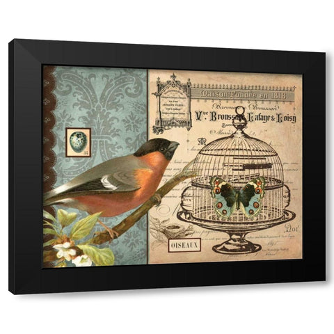 Bird and Cage I Black Modern Wood Framed Art Print with Double Matting by Babbit, Gwendolyn