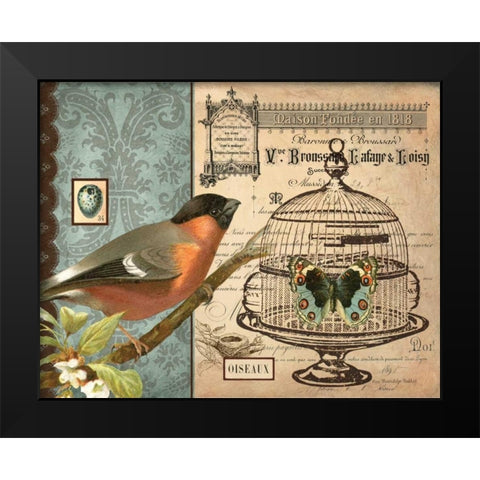 Bird and Cage I Black Modern Wood Framed Art Print by Babbit, Gwendolyn