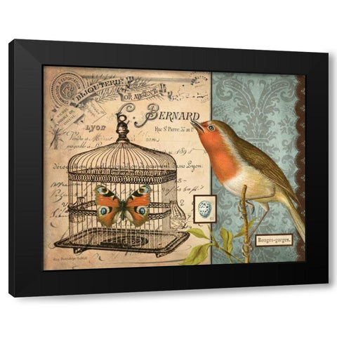 Bird and Cage II Black Modern Wood Framed Art Print by Babbit, Gwendolyn