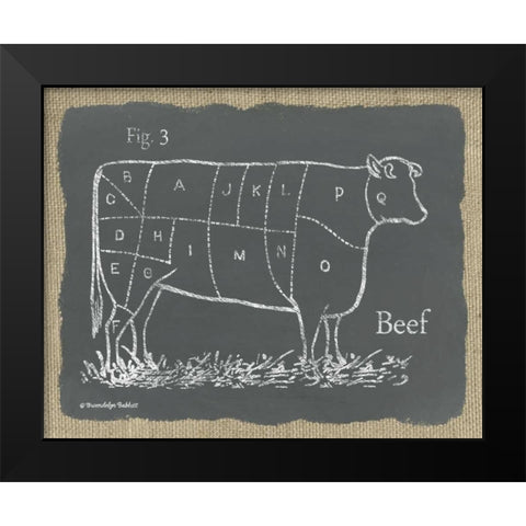Cow on Burlap Black Modern Wood Framed Art Print by Babbitt, Gwendolyn