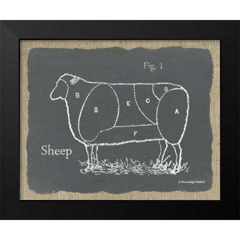 Sheep on Burlap Black Modern Wood Framed Art Print by Babbitt, Gwendolyn