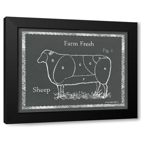 Sectioned Sheep Black Modern Wood Framed Art Print by Babbitt, Gwendolyn