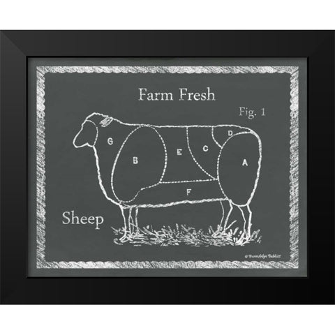 Sectioned Sheep Black Modern Wood Framed Art Print by Babbitt, Gwendolyn