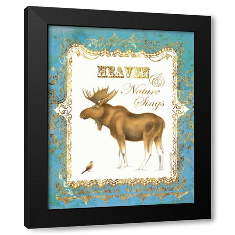 Moose in Snow Black Modern Wood Framed Art Print with Double Matting by Babbitt, Gwendolyn
