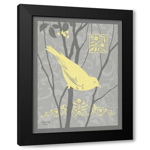 Grey and Yellow Bird II Black Modern Wood Framed Art Print with Double Matting by Babbitt, Gwendolyn