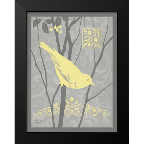 Grey and Yellow Bird II Black Modern Wood Framed Art Print by Babbitt, Gwendolyn