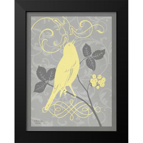 Grey and Yellow Bird III Black Modern Wood Framed Art Print by Babbitt, Gwendolyn