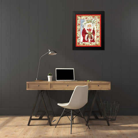 Father Christmas Black Modern Wood Framed Art Print by Babbitt, Gwendolyn