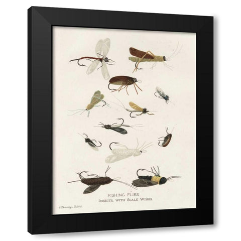 Fishing Flies I Black Modern Wood Framed Art Print by Babbitt, Gwendolyn