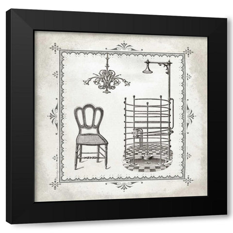 Tub and Chandelier II Black Modern Wood Framed Art Print with Double Matting by Babbitt, Gwendolyn