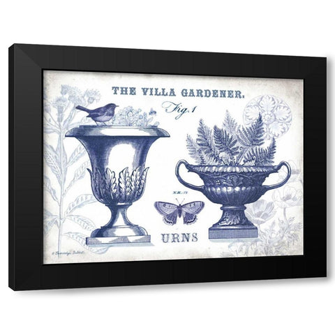 Garden Urns Indigo Black Modern Wood Framed Art Print with Double Matting by Babbitt, Gwendolyn