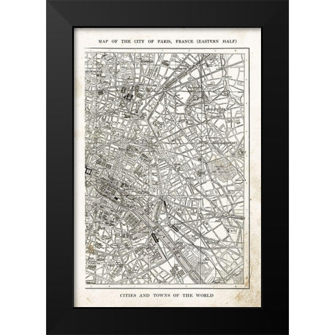 Paris Map II Black Modern Wood Framed Art Print by Babbitt, Gwendolyn