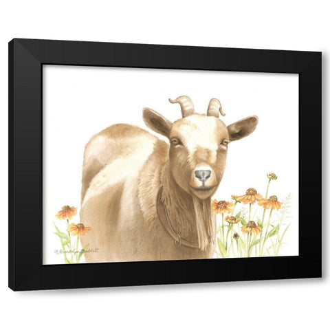 Daisy Goat Black Modern Wood Framed Art Print by Babbitt, Gwendolyn