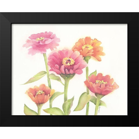 Happy Zinnias Black Modern Wood Framed Art Print by Babbitt, Gwendolyn