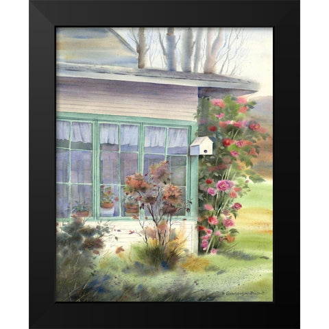 Mckenzie Houses and Camellias Black Modern Wood Framed Art Print by Babbitt, Gwendolyn