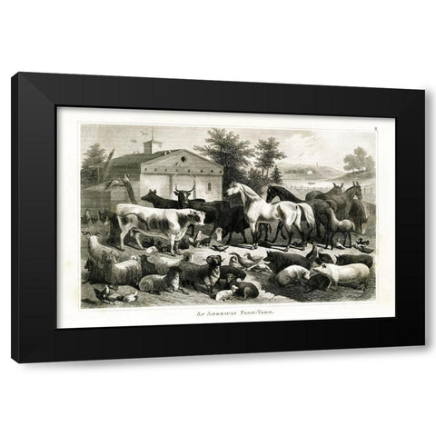 1800s Farm Animal Chart Black Modern Wood Framed Art Print with Double Matting by Babbitt, Gwendolyn
