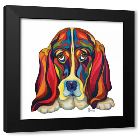 Basset Hound Black Modern Wood Framed Art Print by Bucci, Debra