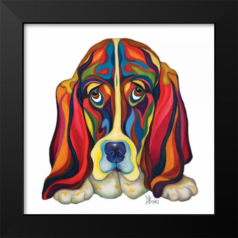 Basset Hound Black Modern Wood Framed Art Print by Bucci, Debra