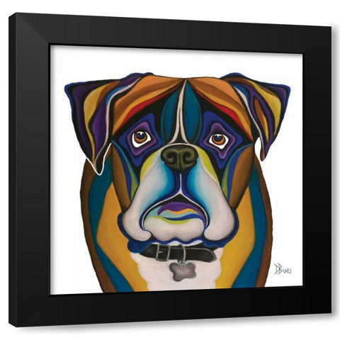 Boxer Black Modern Wood Framed Art Print with Double Matting by Bucci, Debra