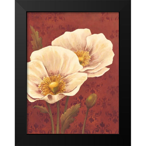 Poppies on Red Black Modern Wood Framed Art Print by Belamar, Ella