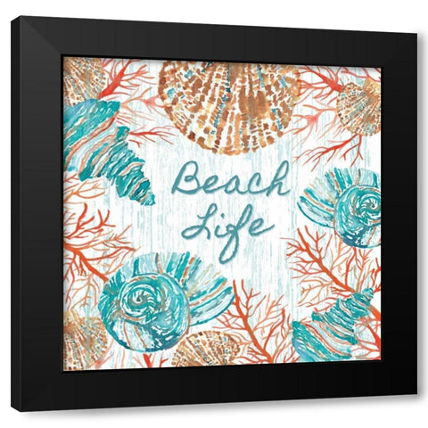 Beachcomber Sign I Black Modern Wood Framed Art Print with Double Matting by Berrenson, Sara