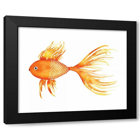 Deep Sea Yellow Fish Black Modern Wood Framed Art Print with Double Matting by Berrenson, Sara