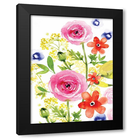 Rose Rhapsody II Black Modern Wood Framed Art Print by Berrenson, Sara