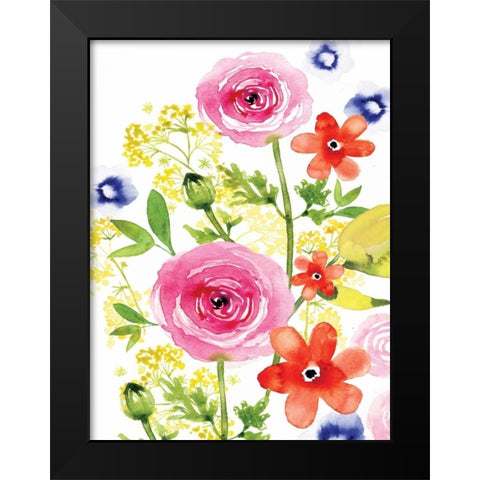 Rose Rhapsody II Black Modern Wood Framed Art Print by Berrenson, Sara