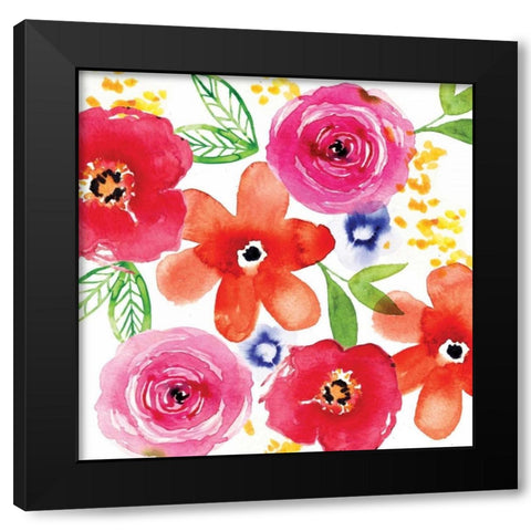 Floral Medley I Black Modern Wood Framed Art Print with Double Matting by Berrenson, Sara