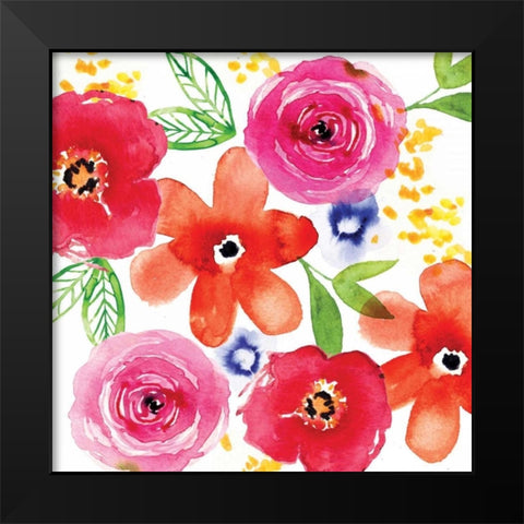 Floral Medley I Black Modern Wood Framed Art Print by Berrenson, Sara
