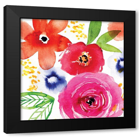 Floral Medley II Black Modern Wood Framed Art Print with Double Matting by Berrenson, Sara